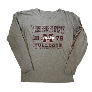 Mississippi State Bulldogs 1878  T Shirt Gray Long Sleeve Size Medium NCAA